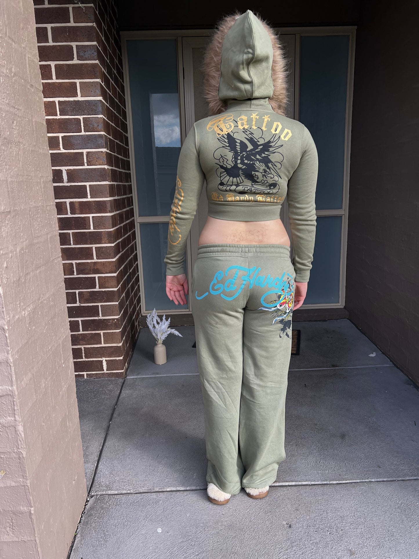 GREEN REWORKED FUR EDHARDY SET