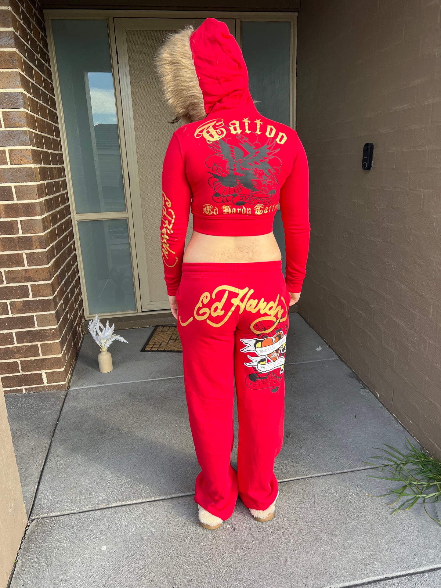 RED REWORKED FUR EDHARDY SET