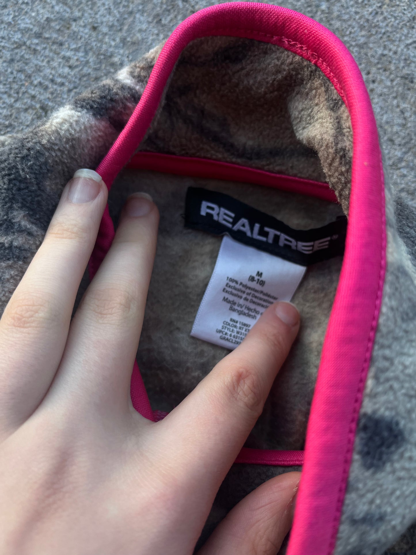 realtree pink zip up