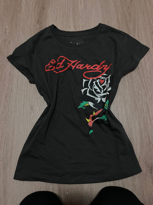 gray ed hardy croptop