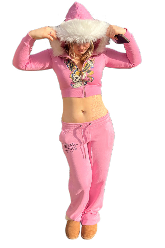 PINK REWORKED FUR EDHARDY SET