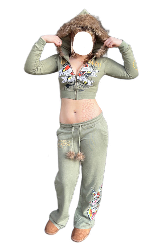 GREEN REWORKED FUR EDHARDY SET